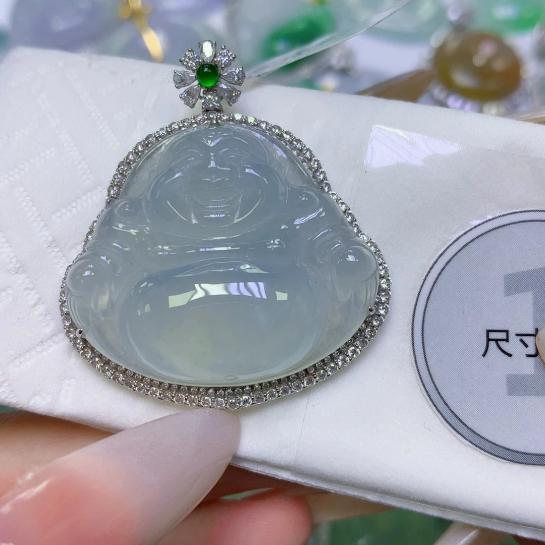 翡翠18K金镶嵌颈饰天然缅甸翡翠a货百元以上9元证书费自理