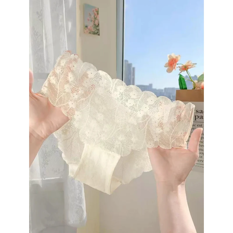 日系蕾丝内裤女生性感低腰无痕纯欲甜美轻薄透气夏季少女三角短裤