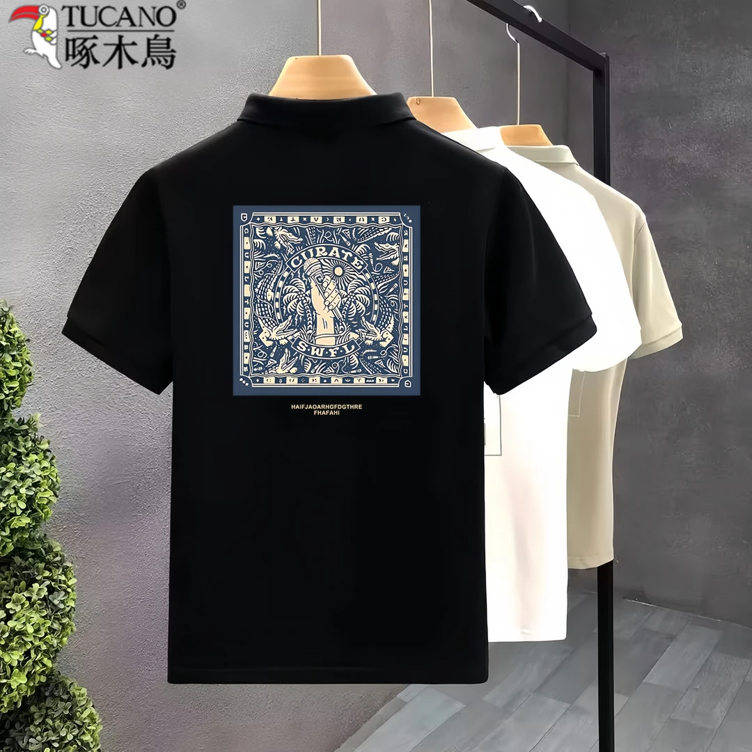TUCANO/啄木鳥男士短袖夏季薄款时尚印花T恤休闲翻领百搭polo衫潮