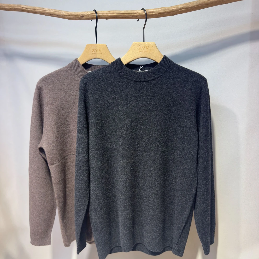 男士圆领100%羊毛衫秋冬百搭