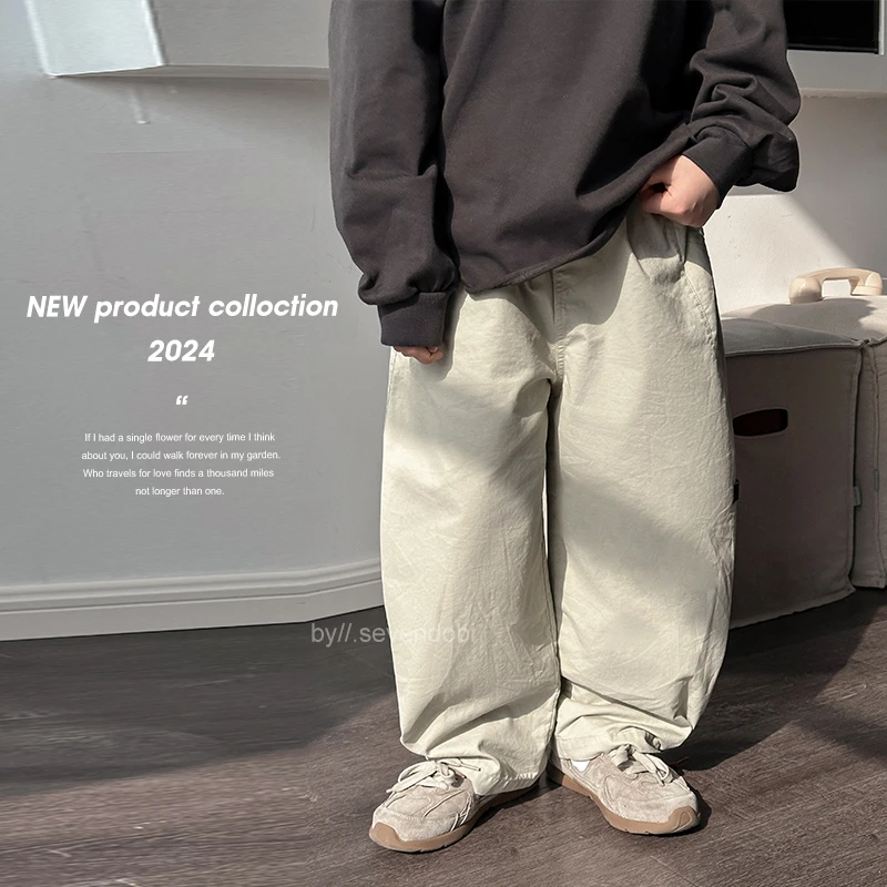 【现货】男童休闲裤韩版儿童裤子纯色时尚中大童春秋长裤2025新款