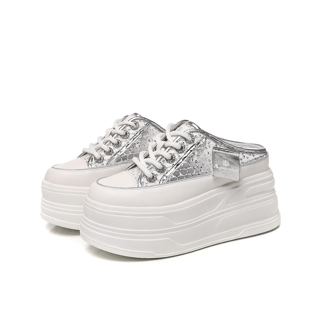 增高10CM2025夏季新款女鞋时尚百搭厚底小个子休闲小白半托1888