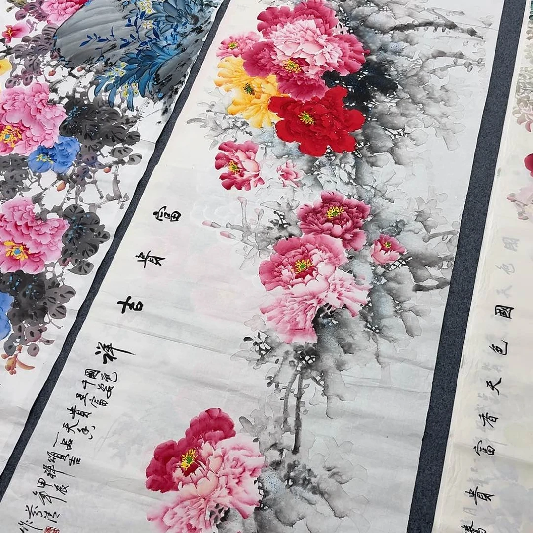 用***0国画四尺尺寸70X140纯手绘作品