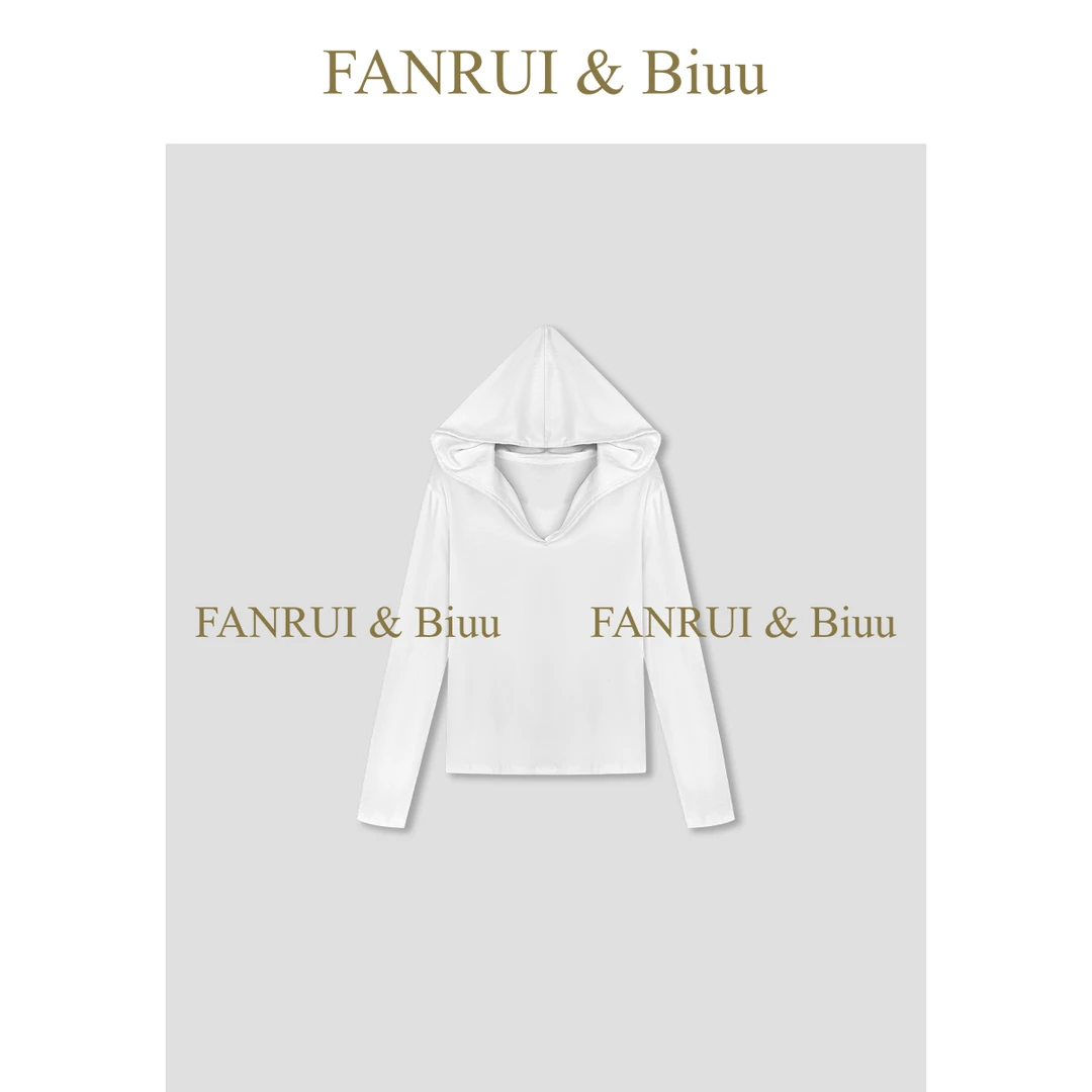 FANRUI/泛芮「纯白序曲」仙气飘飘秋款时髦舒适百搭连帽卫衣B17981