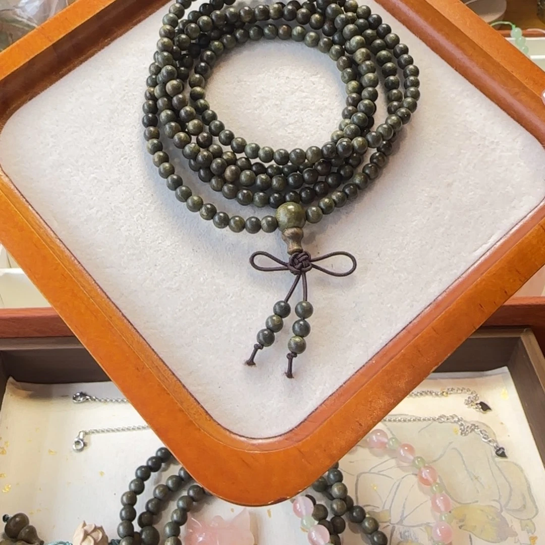 非金属木质绿檀卡4手串