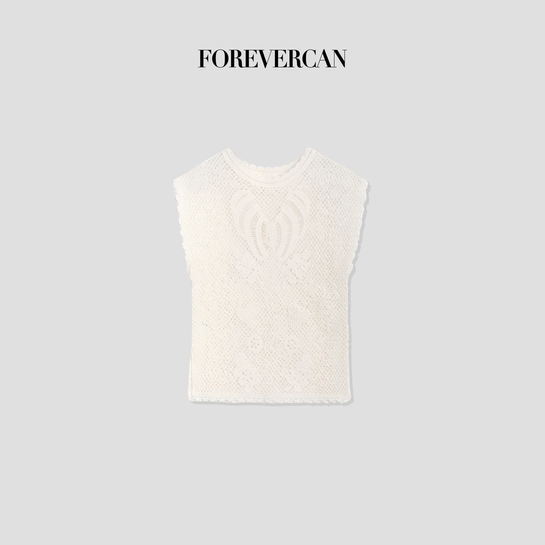 FOREVERCAN“萨尔茨堡”镂空钩花无袖设计针织背心上衣MY4002