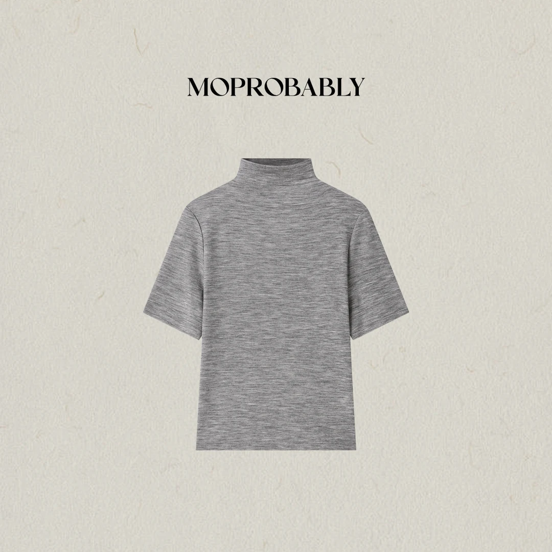 Moprobably李予诺「本心」"100%绵羊毛"极简风打底套头毛衫L5376059