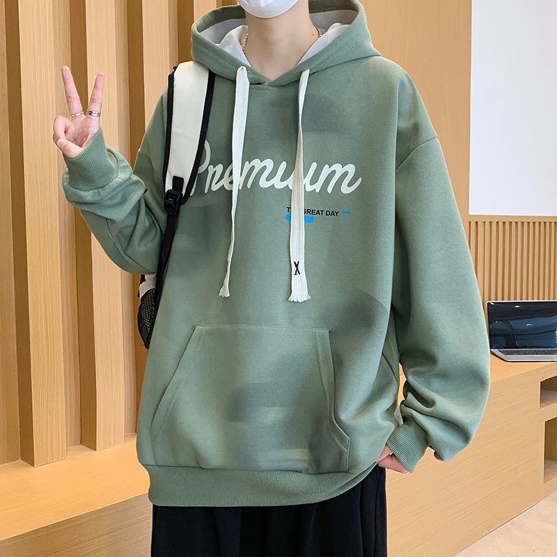 青少年学生休闲运动连帽套头卫衣男秋季秋款时尚印花宽松百搭卫衣