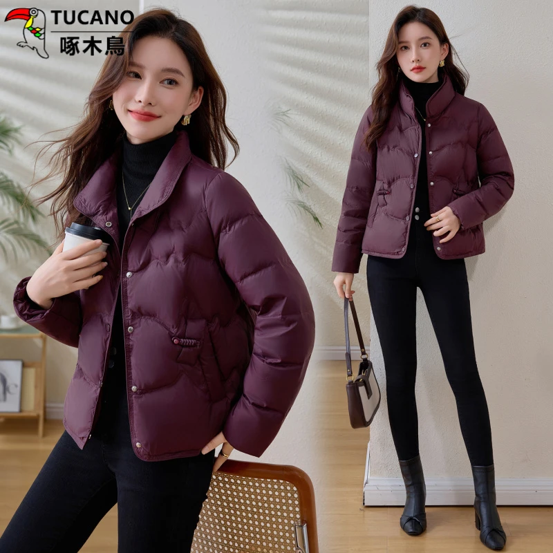 啄木鸟2025年新款棉服女短款时尚秋冬保暖小个子立领外套潮