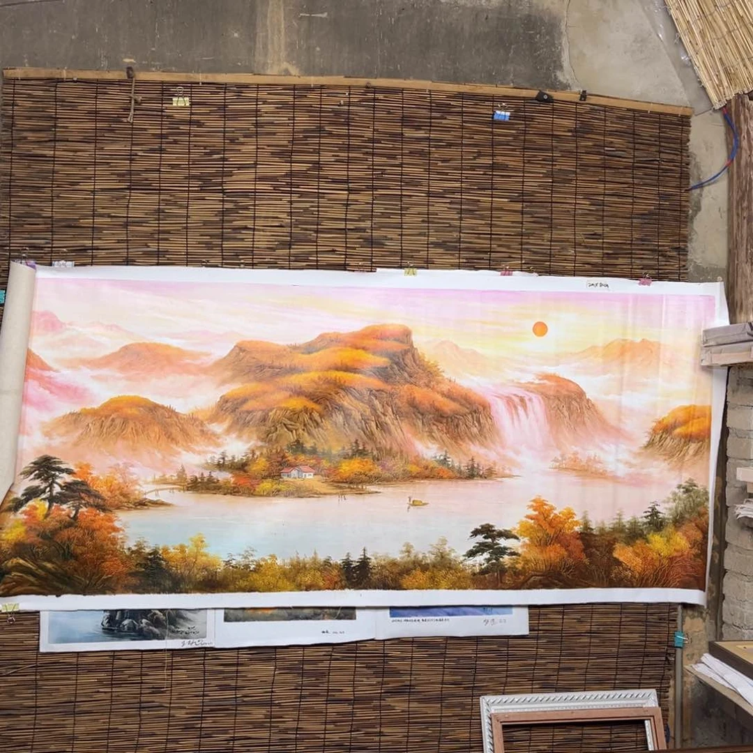 油画行路人小院绘画作品竞拍