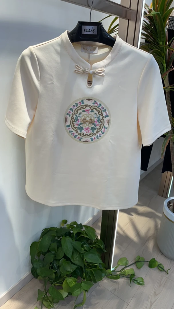 加肥大码胖mm新中式国风刺绣小衫女春