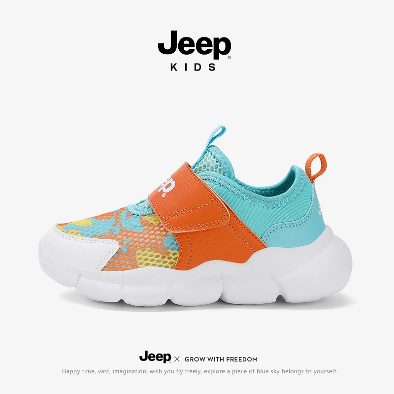 jeep男童运动鞋网面儿童鞋子2025夏季新款透气单网轻便女童跑步鞋