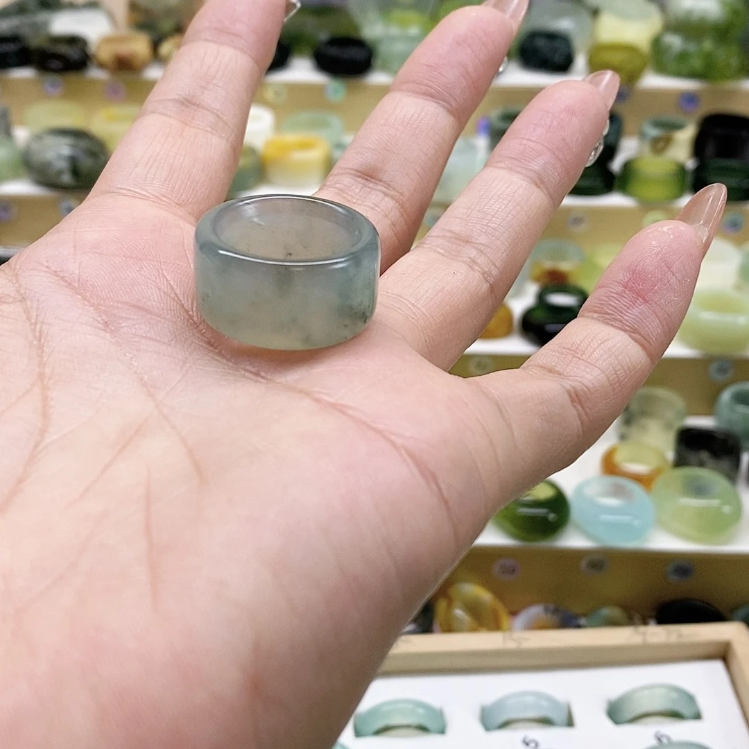 岫玉戒指未镶嵌7*1戒指