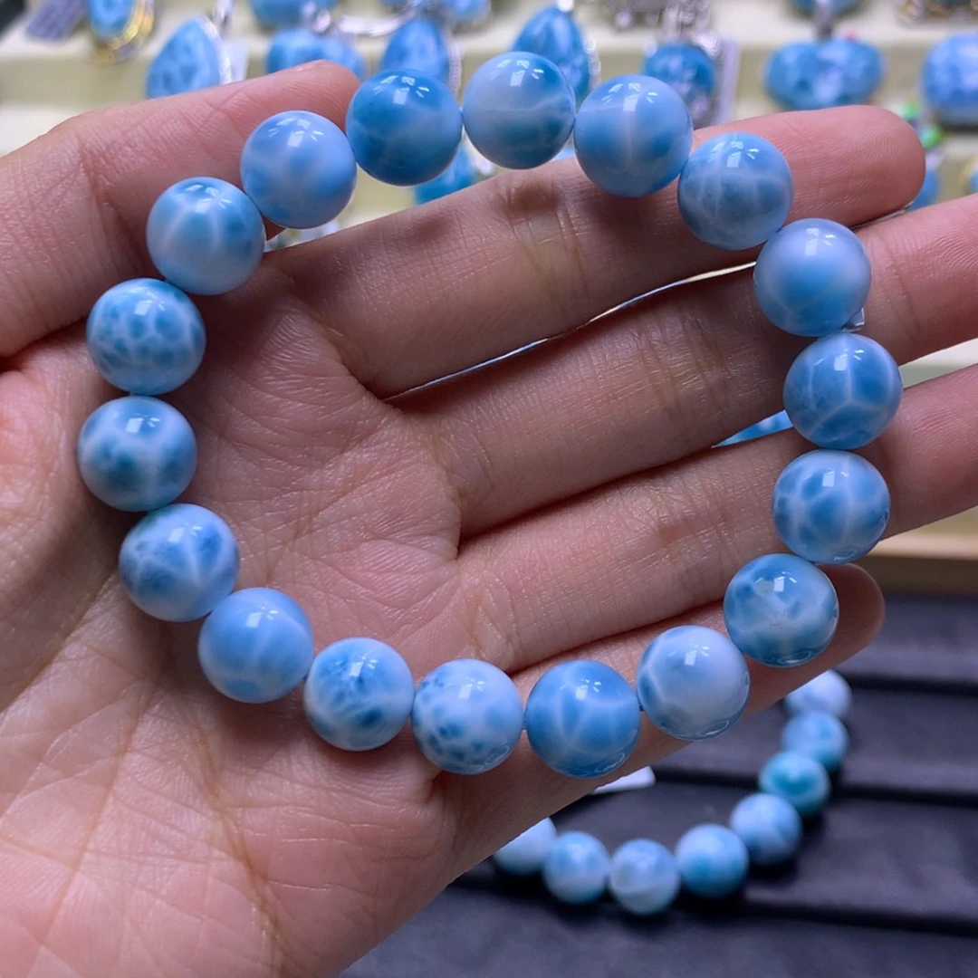 针钠钙石（海纹石）未镶嵌手串11+手串色差略异