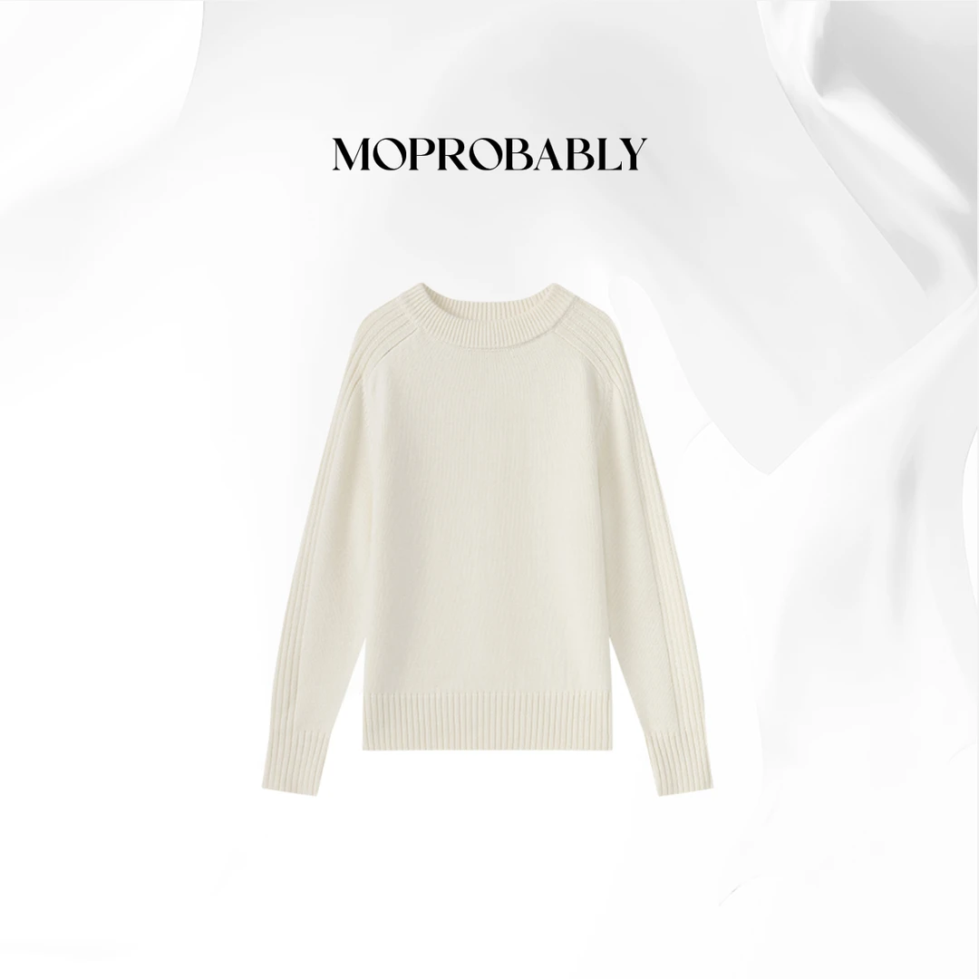 Moprobably贝贝「本初」极简风圆领坑条纹百搭保暖毛衫L4476440