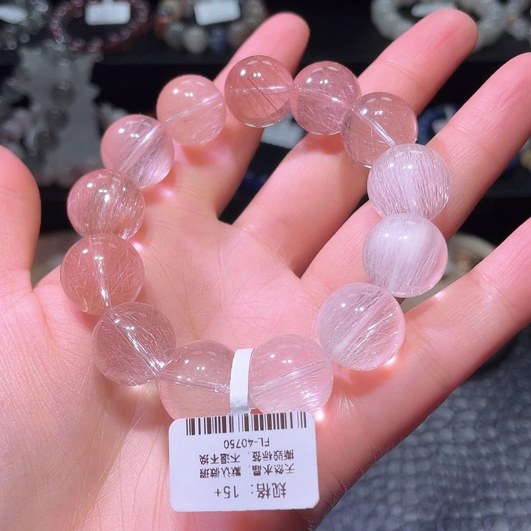 水晶手链未镶嵌兔毛手链，晶体通透
