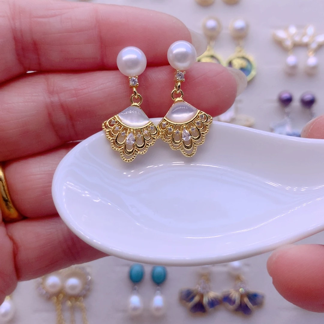 耳饰合金淡水珍珠