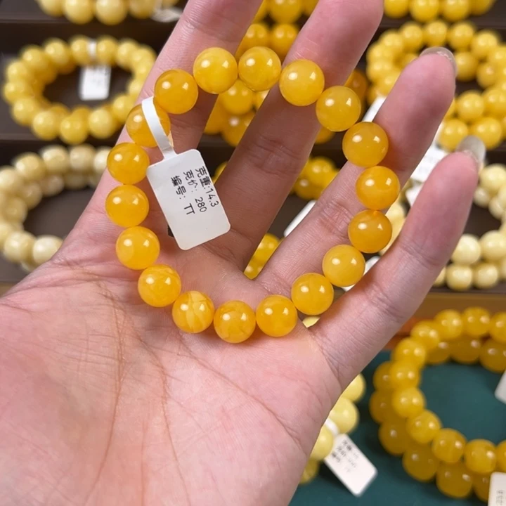 琥珀未镶嵌手链14.3g焦皮鸡油红满蜡飘花同料TT