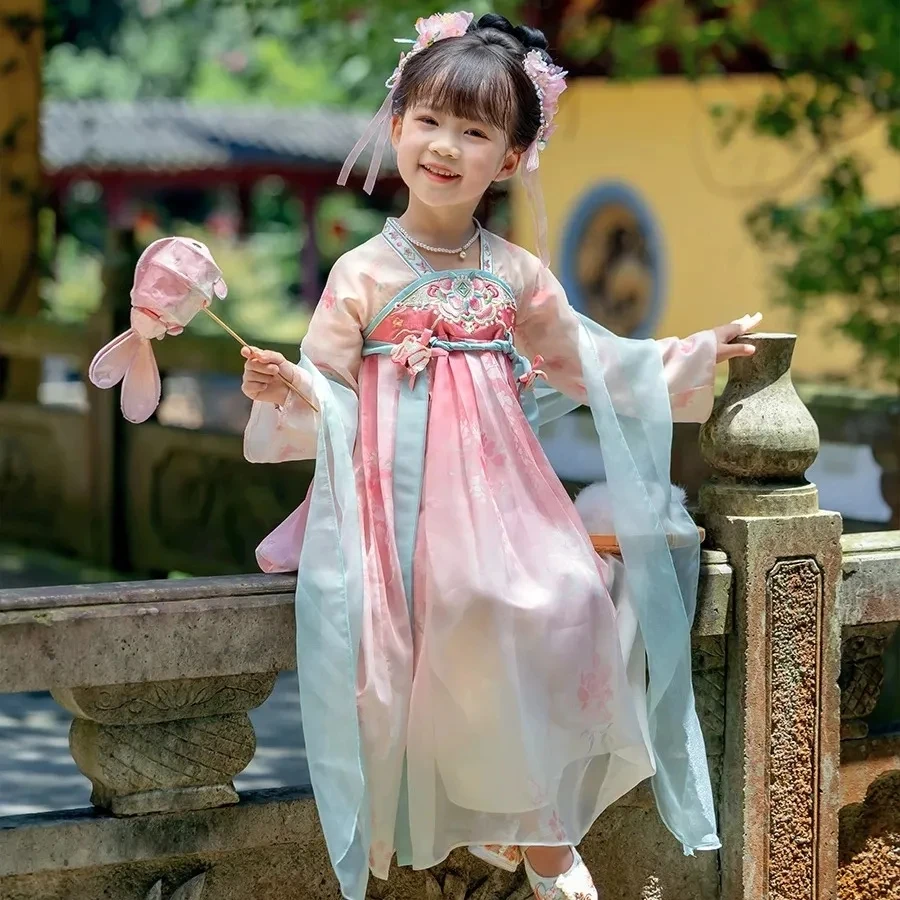 FZL001【茉绿】女童汉服超仙襦裙春夏季中国风连衣裙唐装公主裙