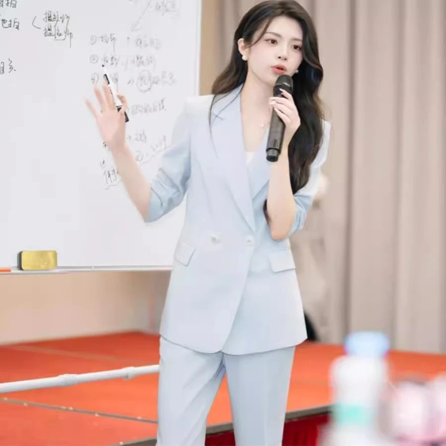 胖mm高级感西装套装女大码通勤休闲时尚气质西服外套阔腿裤两件套