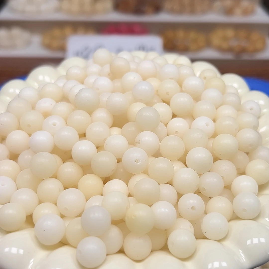 手串菩提根/象牙果微瑕卡10奶白圆200颗