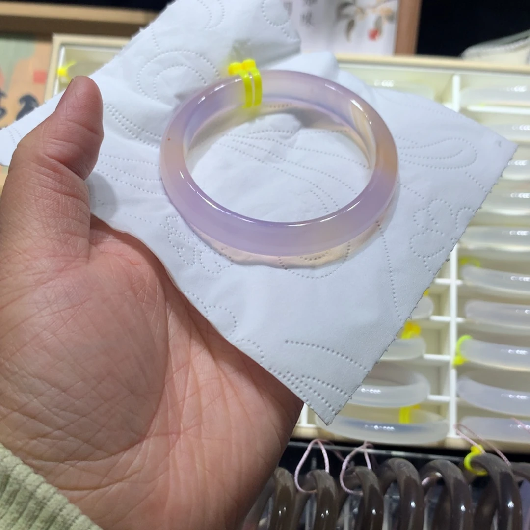 玛瑙/玉髓手镯未镶嵌原矿紫罗兰意境镯60.3圈口