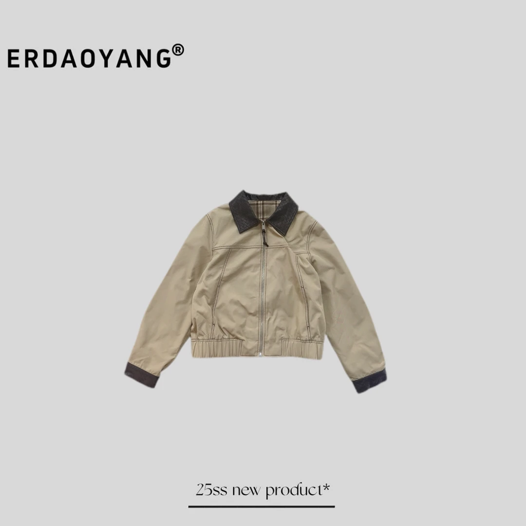 ERDAOYANG "广岛之恋" 新款翻领撞色刺绣夹克外套WTC083