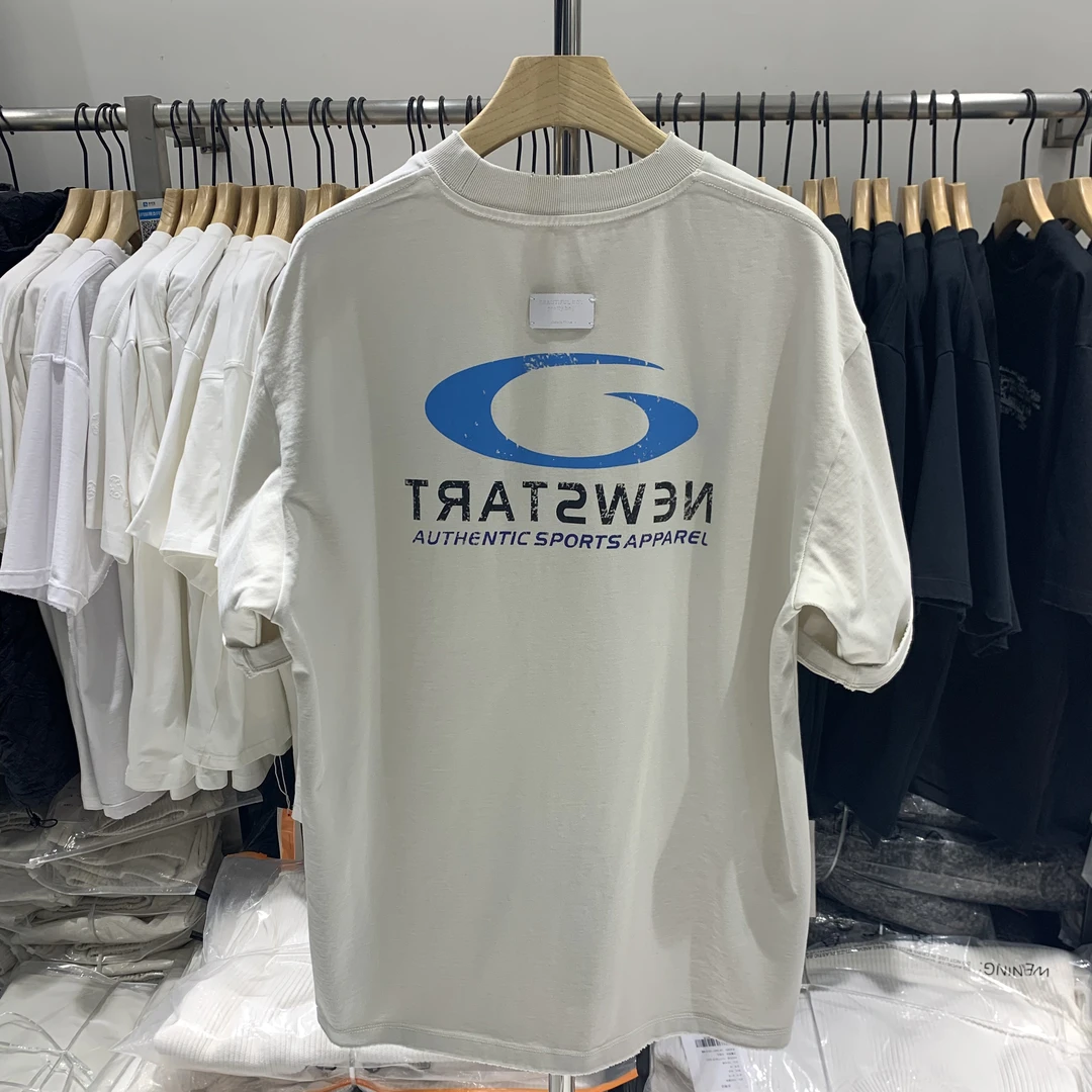 春夏男T恤重磅400克纯棉宽松阔版手工磨破圆领短袖废土风百搭潮流