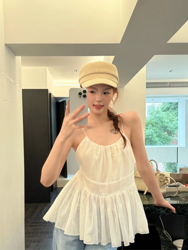 春夏百搭气质性感收腰吊带背心通勤