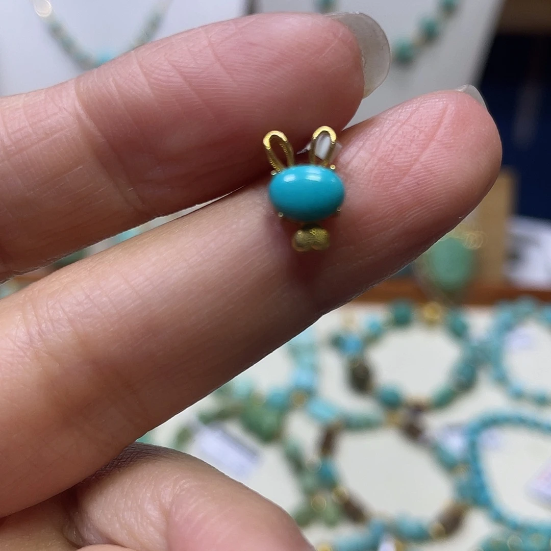 绿松石18K金镶嵌多拉