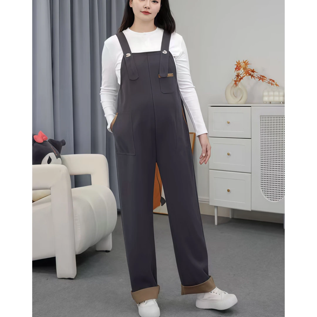 【Double】25秋季新款孕妇背带裤直筒卷边设计松时尚高端遮肉显瘦