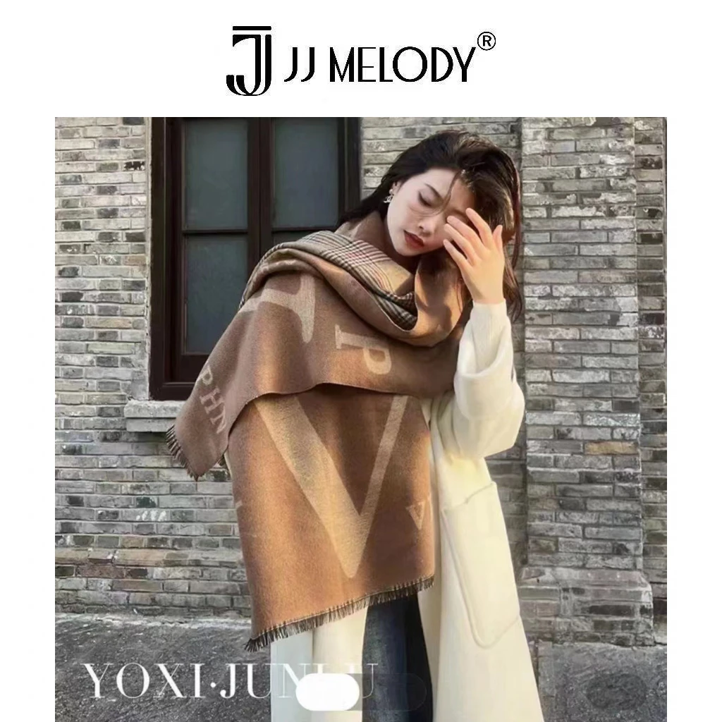 JJ Melody•『大V格子』双面『JJ礼盒款』围巾Y