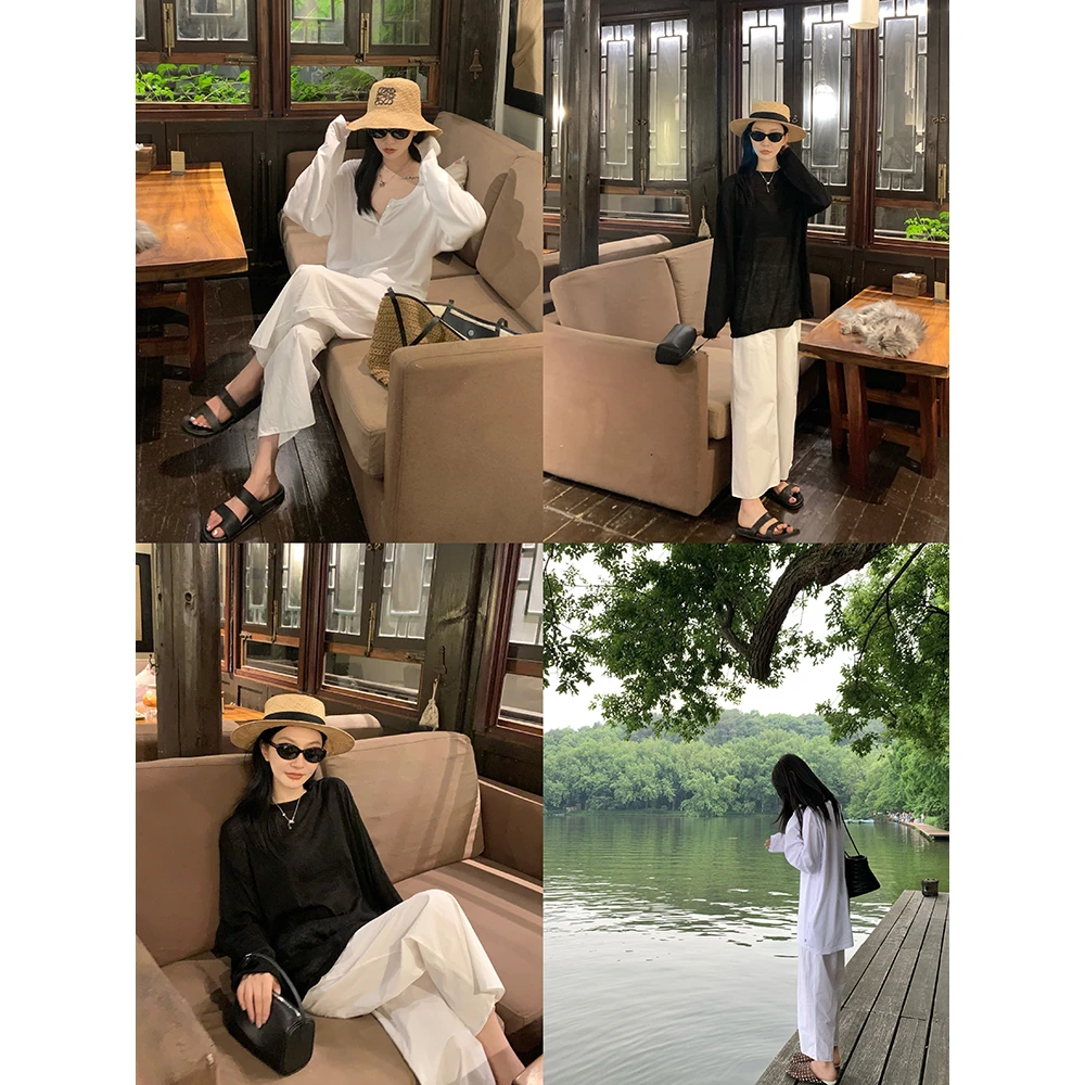 大小姐77 row风极简日常好穿！B入懒人时髦抽绳白色九分裤休闲裤