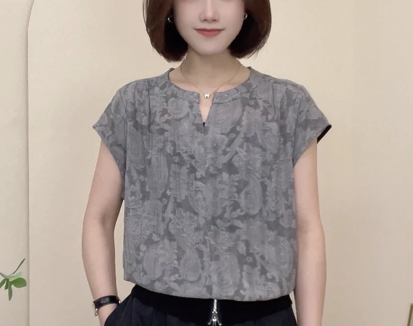 2025夏季新款时尚圆领印花短袖气质女士休闲显瘦百搭洋气打底T恤