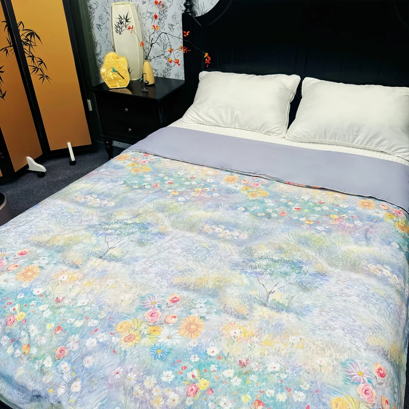 A嵌绳款-天丝棉空调被印花夏凉被法式轻奢凉感双人薄被子碎花 XC