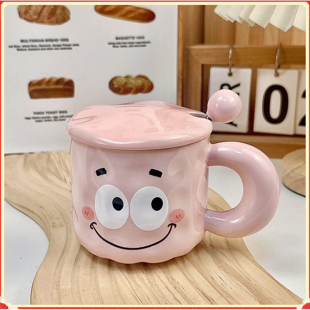 萌趣表情陶瓷马克杯带盖卡通好看女生家用办公室牛奶早餐杯可爱F