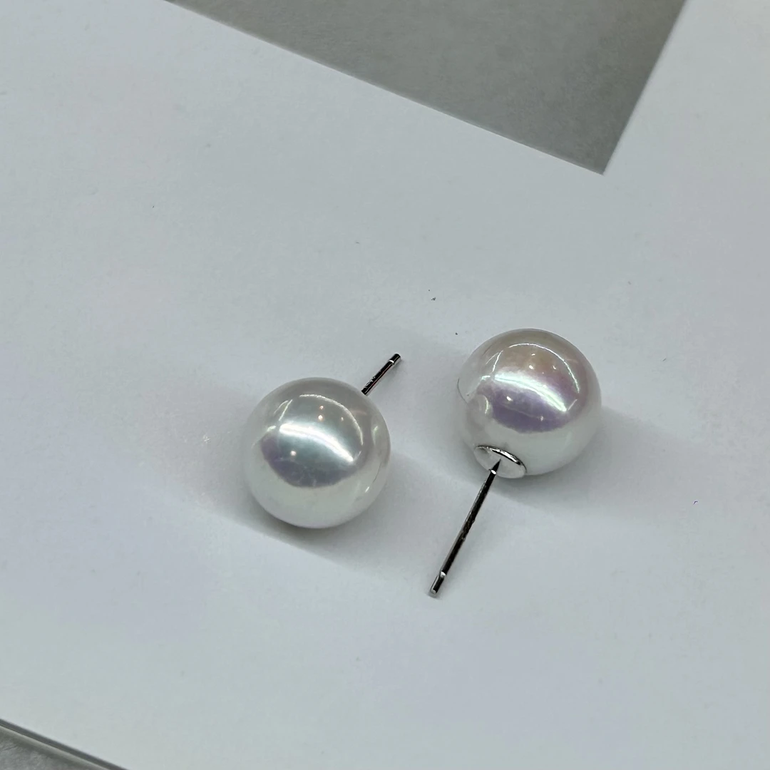 【一一专属】【小澳白】10-11mm淡水珍珠耳钉正圆高光RY81028