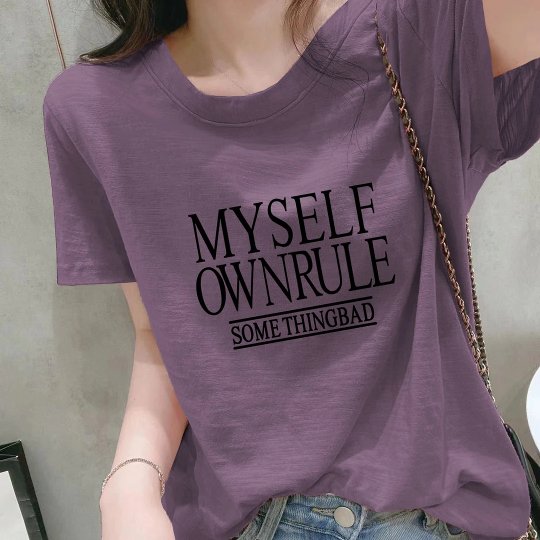 洋气休闲垂感印花雪花棉宽松显瘦2025夏季短袖T恤衫女士圆领上衣