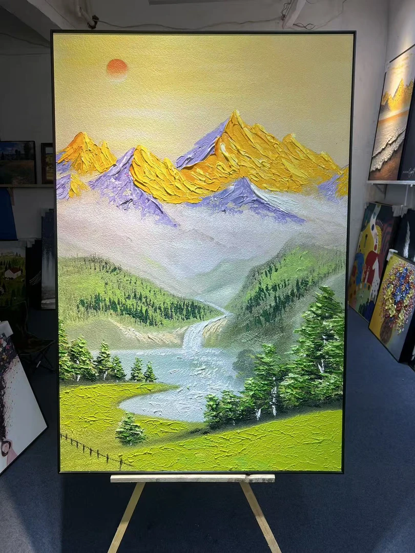《肌理油画金山》日照金山装饰画入户玄关客厅沙发背景墙100150