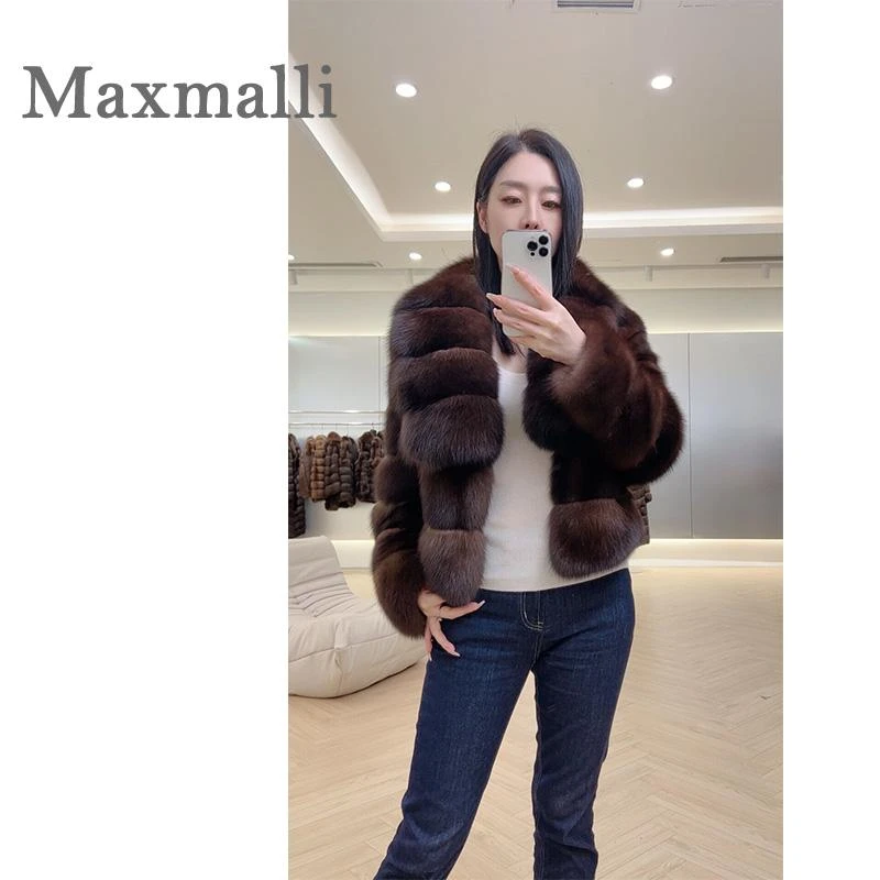【 Maxmalli 】M2688冬季轻奢高定大翻领时尚农夫黑金外套女