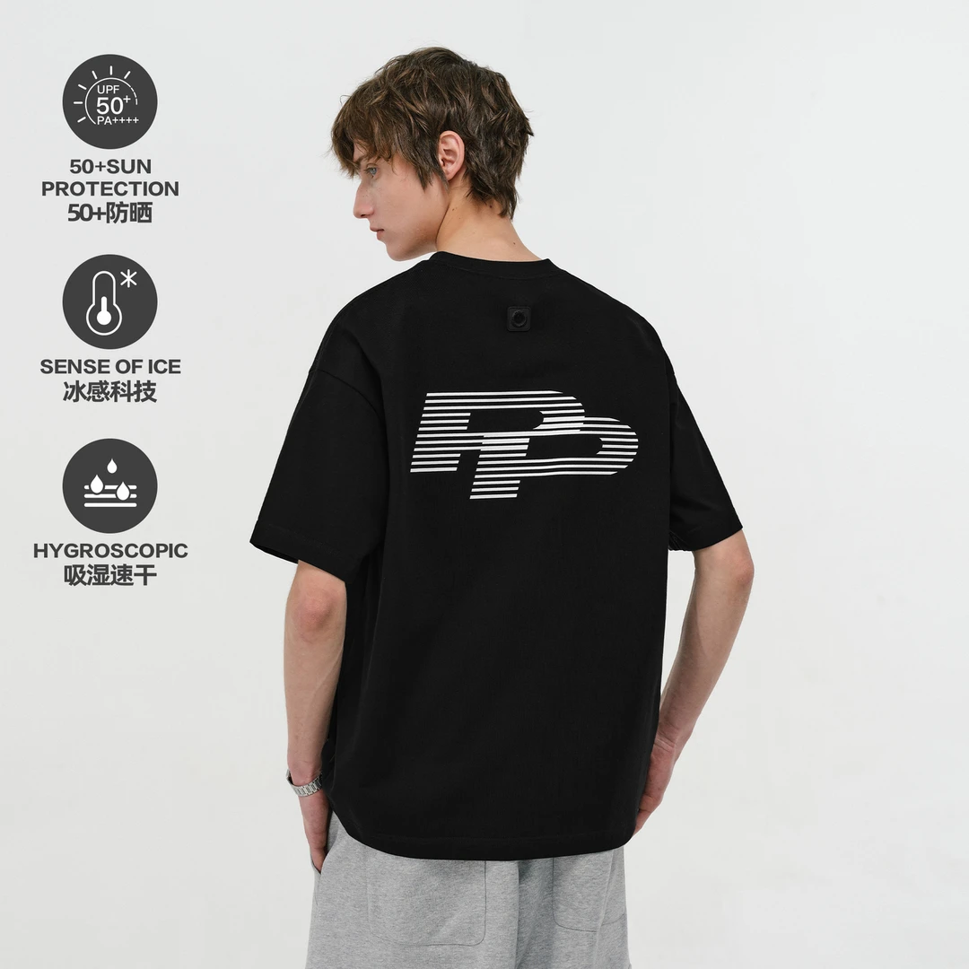 {小跑专属}PCLP叠影PP印花短袖美式潮牌圆领打底衫宽松T恤上衣