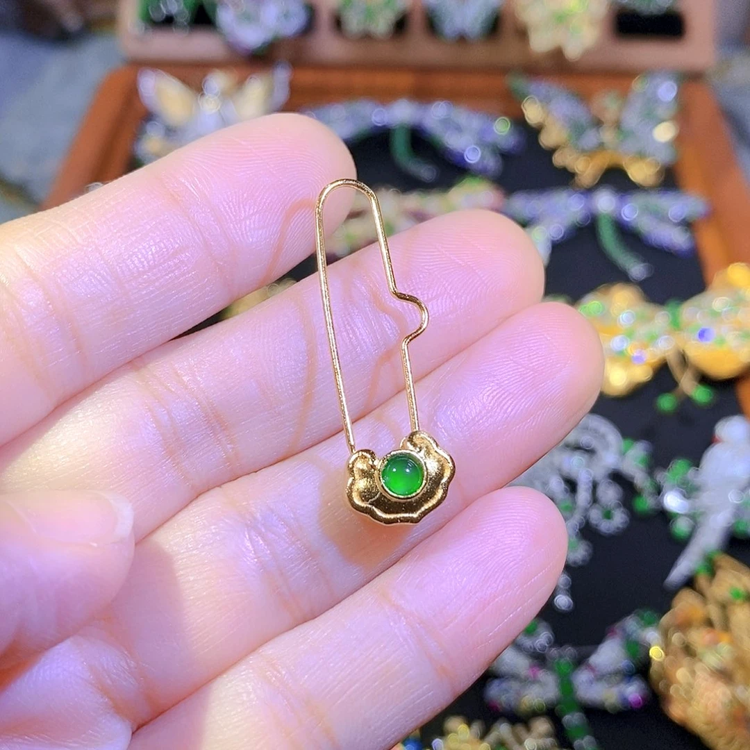 吊坠(不含链)银S925镶嵌翡翠