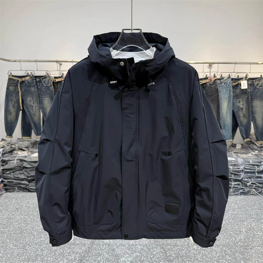 棉服夹棉加厚冬季新款潮牌简约连帽夹克百搭休闲时尚工装冲锋衣男