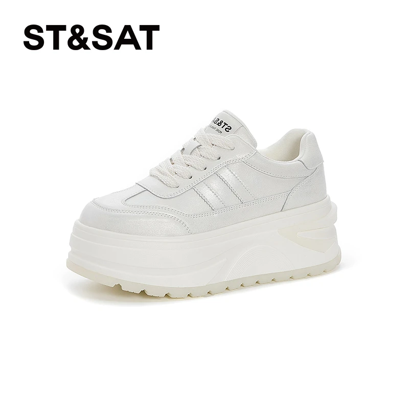星期六圆头春季厚款系带板鞋时尚休闲鞋运动鞋小白鞋时尚老爹鞋