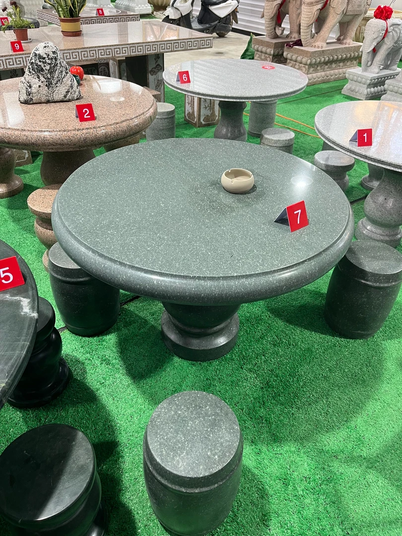 户外庭院旋转悬浮天然石桌石凳花岗岩大理石圆形方形桌椅圆盘