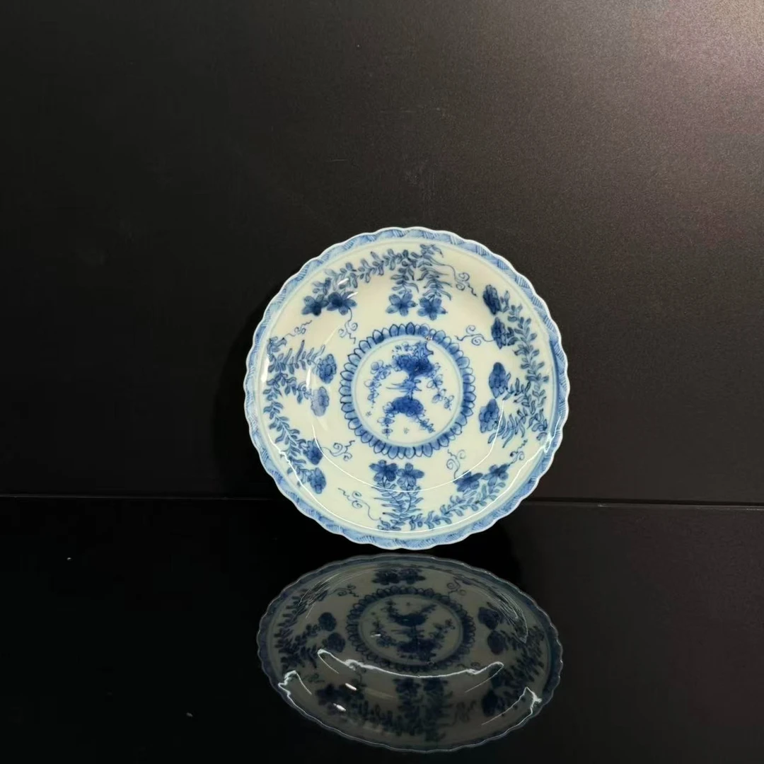 Lot4-青花碟-大清康熙年制款长13cm-YC10290010001052