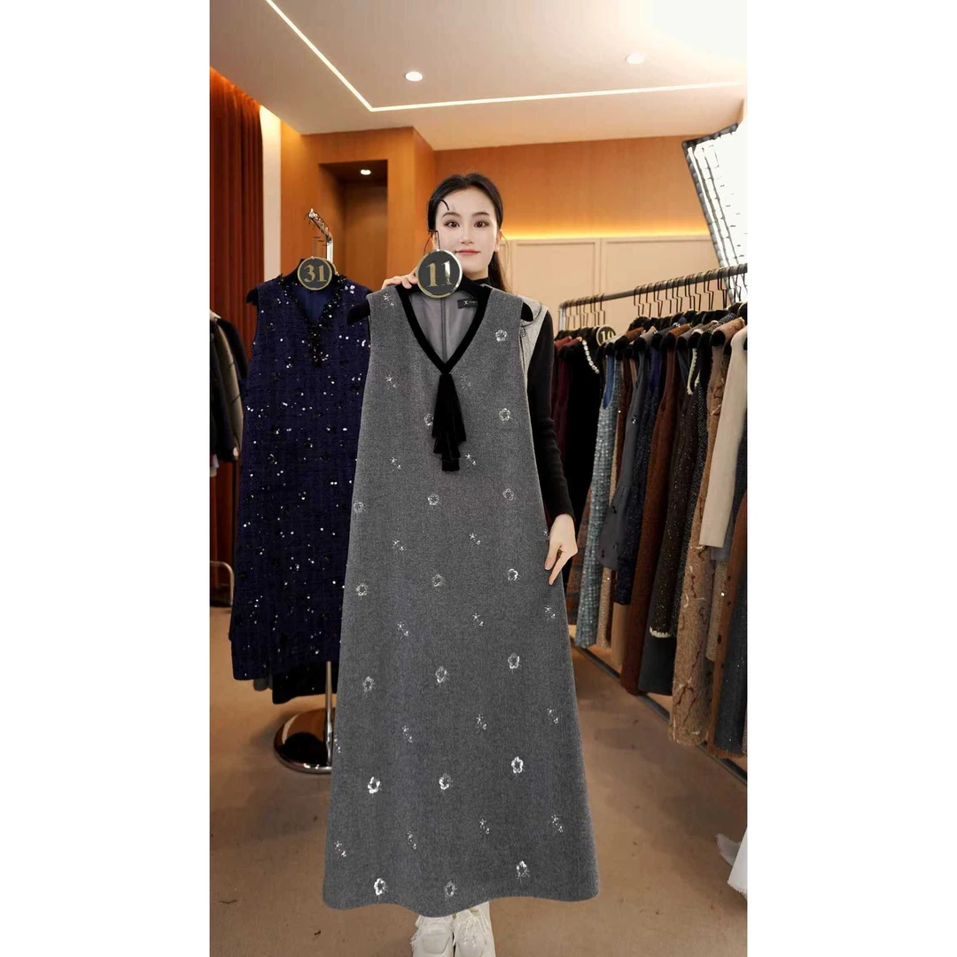 【宠粉价】秋款高定轻奢时尚气质无袖设计连衣裙NH-WX021