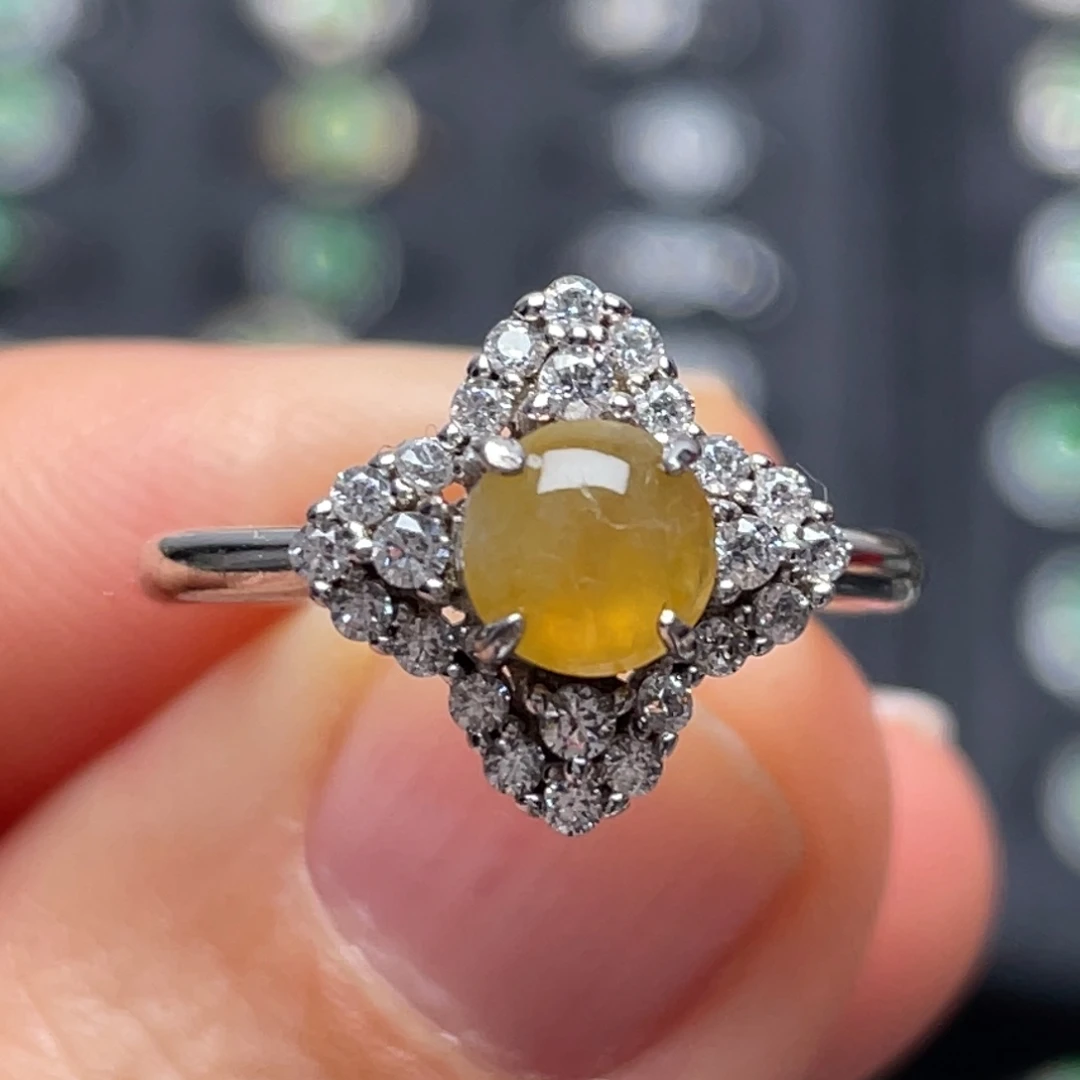 翡翠银S925镶嵌戒指纯天然缅甸翡翠A货