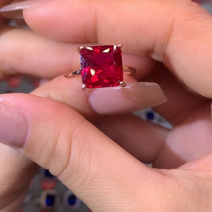 红宝石戒指银S925镶嵌