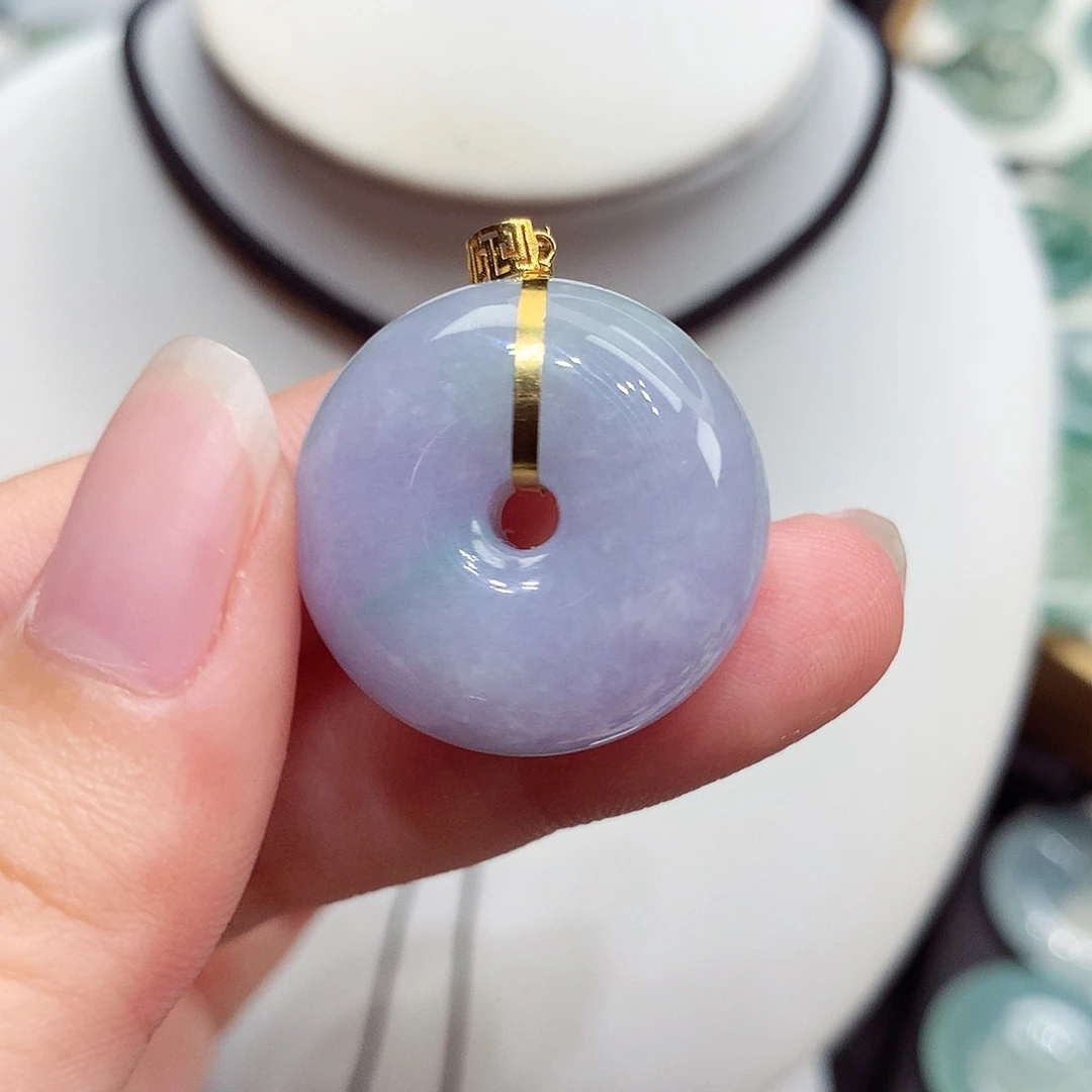 颈饰18K金镶嵌翡翠翡翠2，24.2/12.5